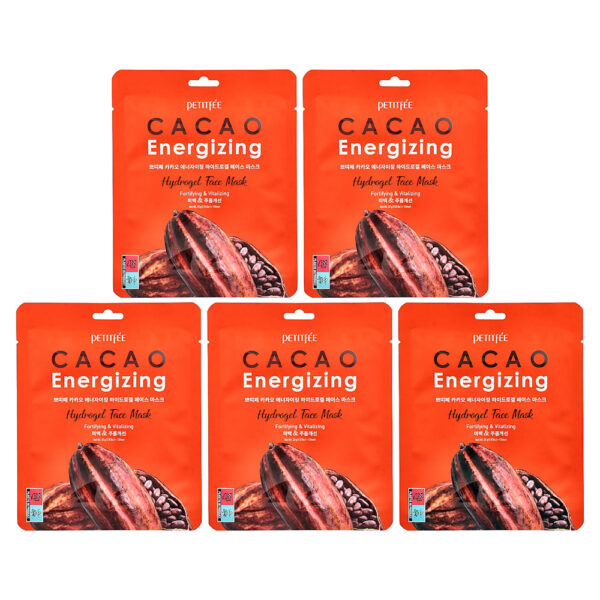 Petitfee - Cacao Energizante Máscara de Beleza Facial de Hidrogel Pacote com 5 32 g Cada