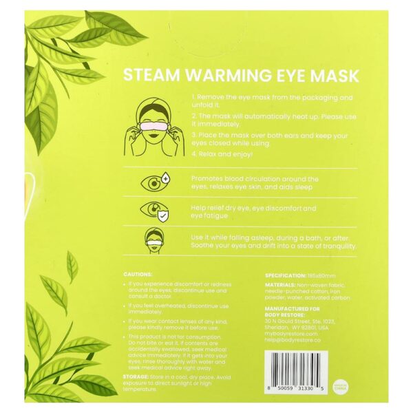 Body Restore - Máscara para a Área dos Olhos a Vapor Chá Verde Pacote com 5