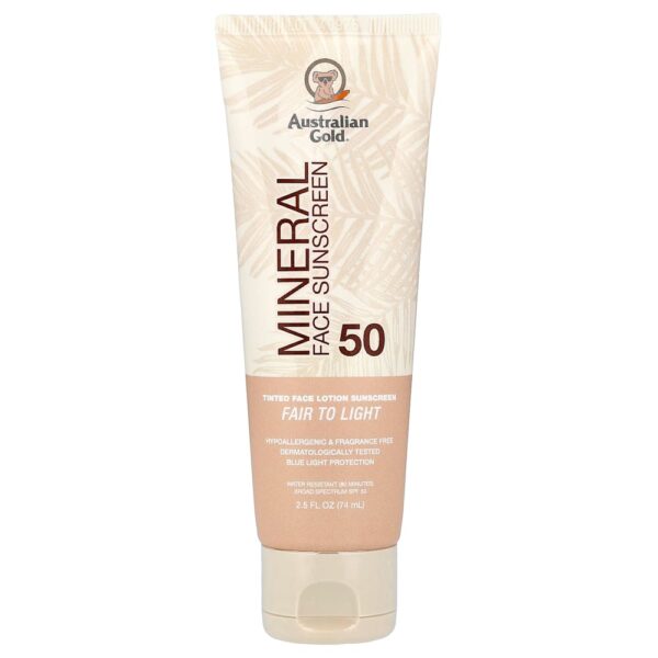 Australian Gold - Mineral Tinted Face Lotion Sunscreen SPF 50 Fair to Light 75 ml