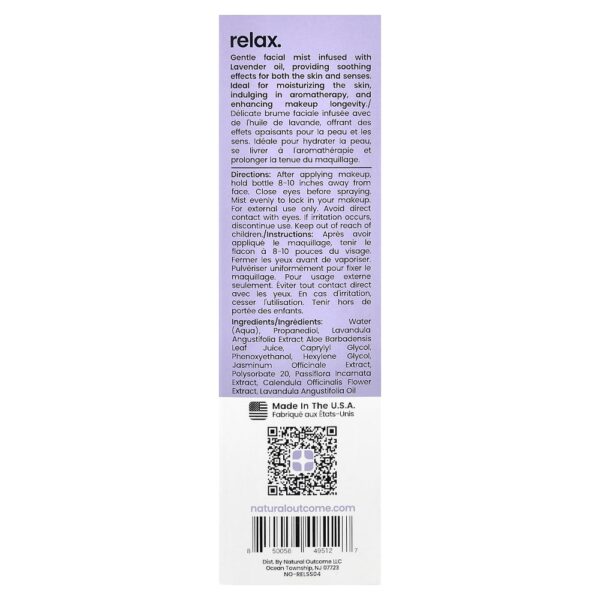 Natural Outcome - Relax Spray Facial Calmante 120 ml (113 g)