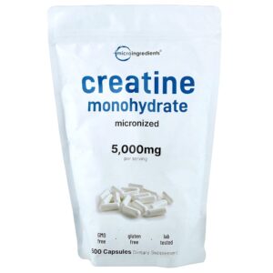 Micro Ingredients - Creatina Mono-hidratada 500 Cápsulas (714,28 mg por Cápsula)
