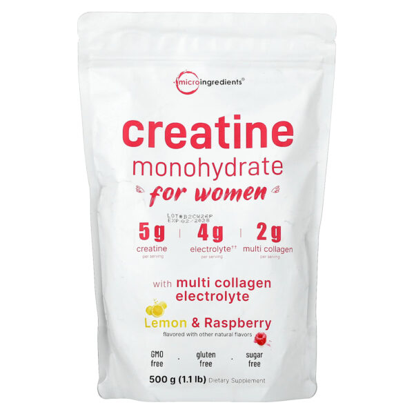 Micro Ingredients - Creatina Mono-hidratada para Mulheres Limão e Framboesa 500 g