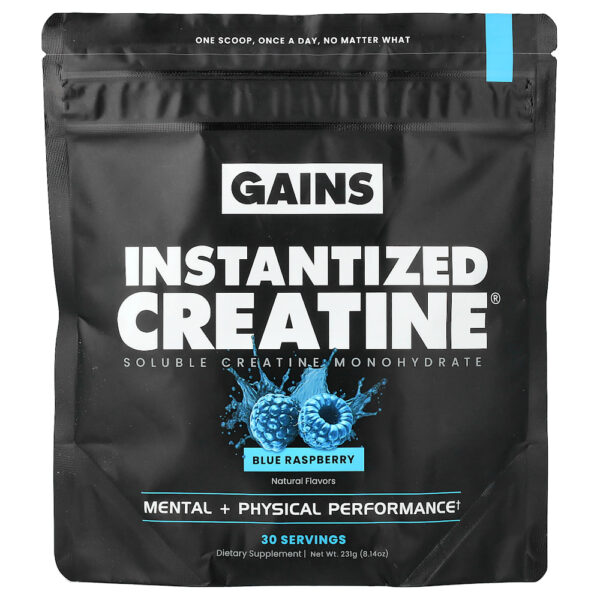 GAINS - Instantized Creatine Creatina Mono-hidratada Solúvel Framboesa Azul 231 g