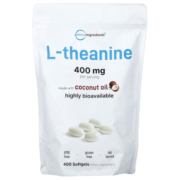 Micro Ingredients - L-Theanine 400 Cápsulas Softgel (200 mg por Cápsula Softgel)