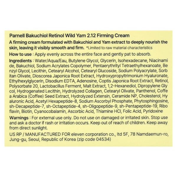 Parnell - Bakuchiol Retinol Wild Inhame 2.12 Creme Firmador 50 ml