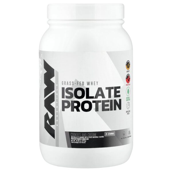 Raw Nutrition - Grass Fed Whey Protein Isolado de Gado Criado no Pasto Cookies e Creme 875 g