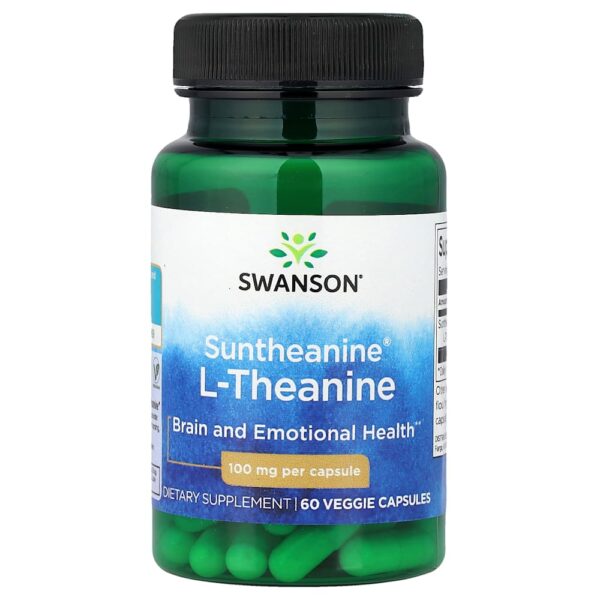 Swanson Vitamins - L-Theanine Suntheanine 100 mg 60 Cápsulas Vegetais