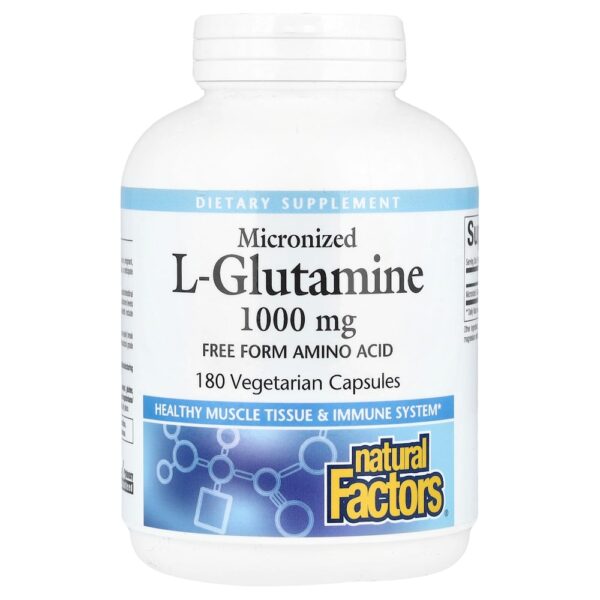 Natural Factors - L-Glutamina micronizada 1.000 mg 180 Cápsulas Vegetarianas