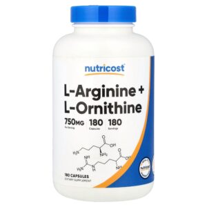 Nutricost - L-Arginina + L-Ornitina 180 Cápsulas