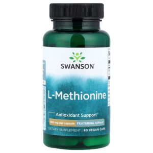 Swanson Vitamins - L-Metionina Com AjiPure 500 mg 60 Cápsulas Veganas