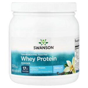 Swanson Vitamins - Whey Protein em Pó Baunilha 420 g Certificada rBGH-Free