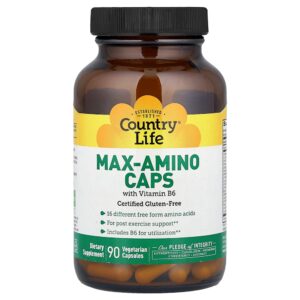 Country Life - Max-Amino Caps com Vitamina B6 90 Cápsulas Vegetarianas