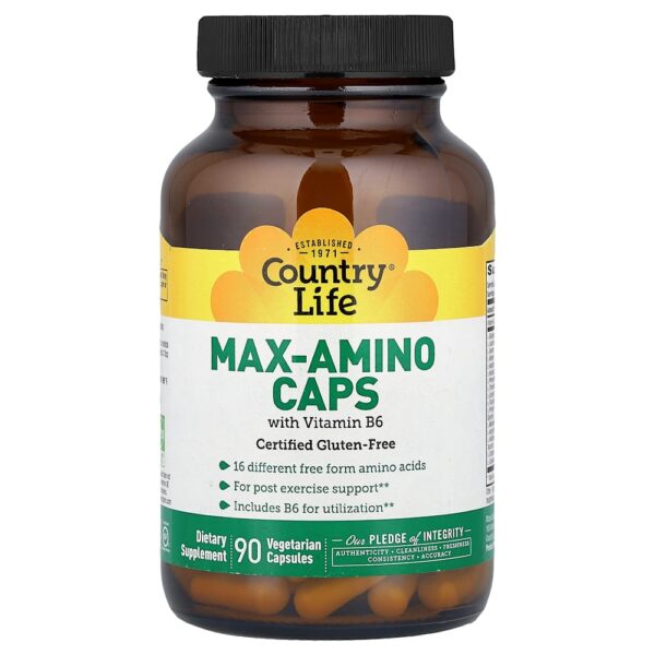 Country Life - Max-Amino Caps com Vitamina B6 90 Cápsulas Vegetarianas
