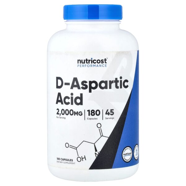 Nutricost - Performance Ácido D-Aspártico 180 Cápsulas (500 mg por Cápsula)