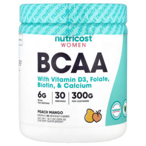 Nutricost - Mulheres BCAA com Vitamina D3 Folato Biotina e Cálcio Pêssego e Manga 300 g