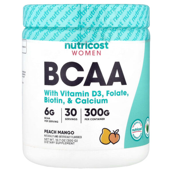 Nutricost - Mulheres BCAA com Vitamina D3 Folato Biotina e Cálcio Pêssego e Manga 300 g