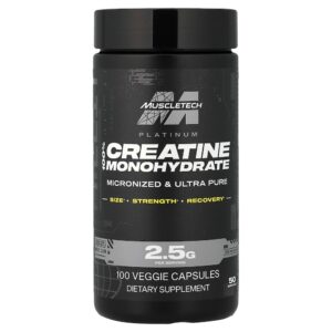MuscleTech - Platinum 100% Creatina 100 Cápsulas Vegetais (1,25 g por Cápsula)