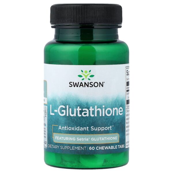 25-32.jpg Swanson Vitamins - L-Glutationa 60 Comprimidos Mastigáveis (50 mg por Comprimido)