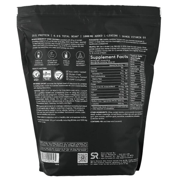Sports Research - Whey Protein Chocolate Holandês 2,27 kg