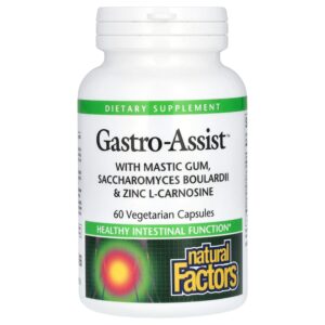 27-20.jpg Natural Factors - Gastro-Assist com Goma de Mástique Saccharomyces Boulardii e Zinco e L-Carnosina 60 Cápsulas Vegetarianas
