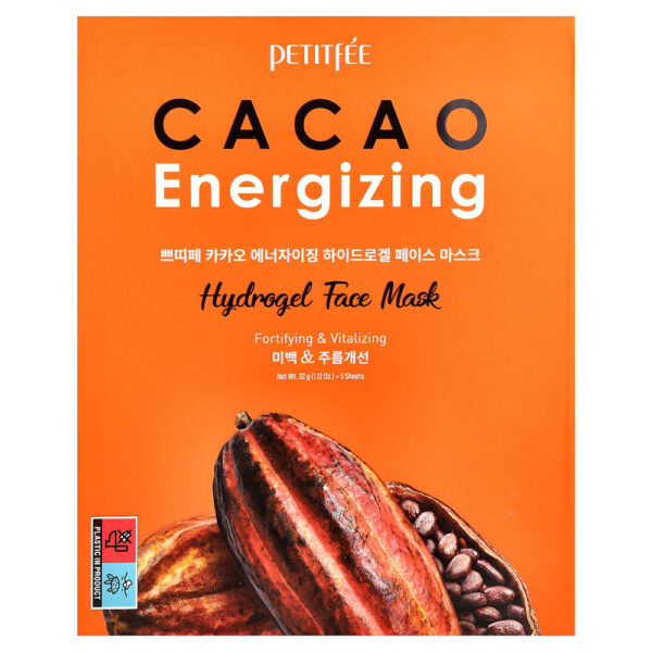 Petitfee - Cacao Energizante Máscara de Beleza Facial de Hidrogel Pacote com 5 32 g Cada