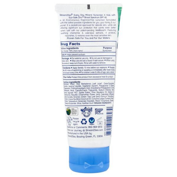 Stream2Sea - Protetor Solar Mineral para Todos os Dias FPS 45 4 Crianças 75 ml