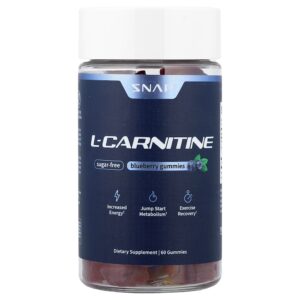 Snap Supplements - Gomas de L-Carnitina Mirtilo Sem Açúcar 60 Gomas (250 mg por Goma)