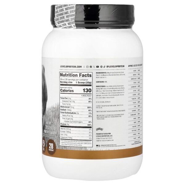 Levels - Grass Fed Whey Protein de Gado Criado no Pasto Chocolate Duplo 907 g