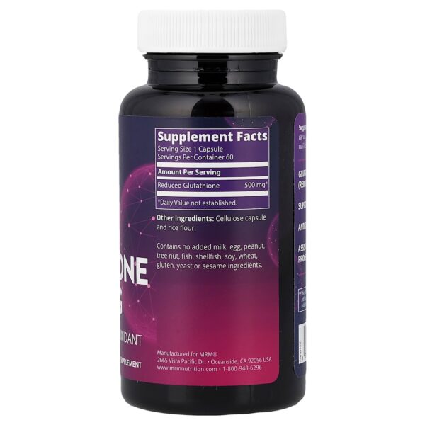 MRM Nutrition - Glutationa reduzida 500 mg 60 Cápsulas Veganas