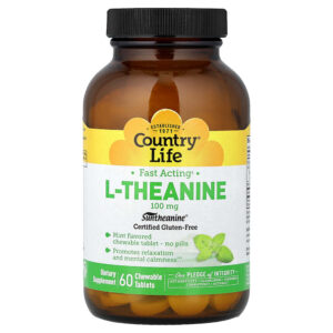 Country Life - L-Theanine Menta 100 mg 60 Comprimidos Mastigáveis