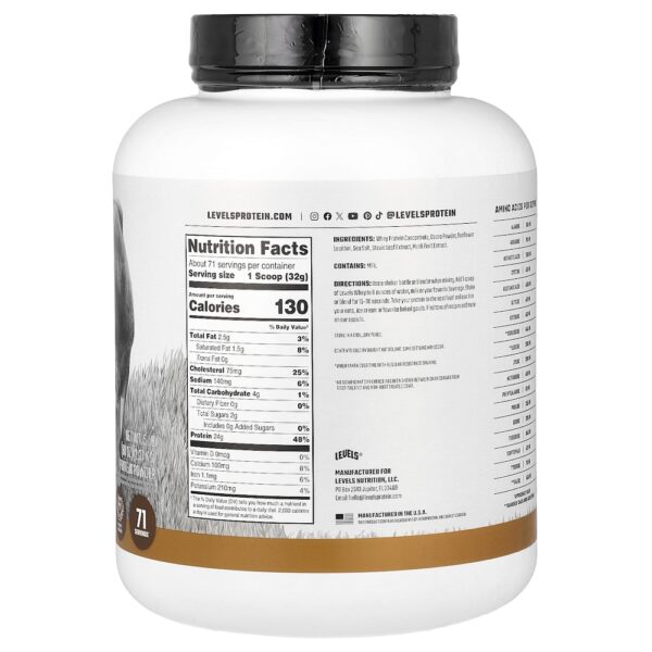 Levels - Proteína Whey em Pó de Gado Criado no Pasto Chocolate Duplo 2,27 kg