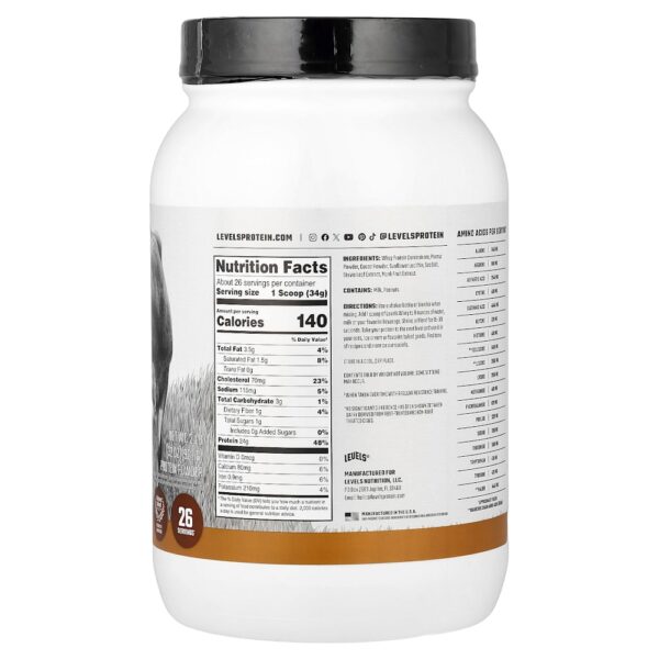 Levels - Grass Fed Whey Protein de Gado Criado no Pasto Manteiga de Amendoim com Chocolate 907 g