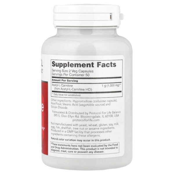 Protocol for Life Balance - Acetil-L-Carnitina 500 mg 100 Cápsulas Vegetais