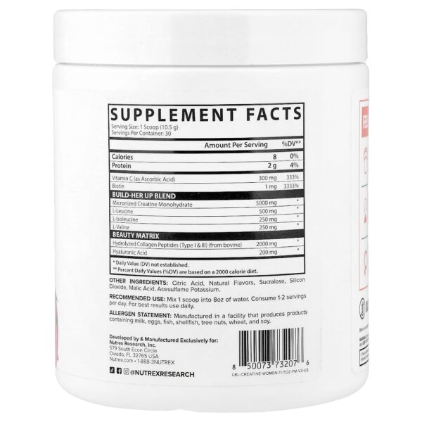 Nutrex Research - Creatina para Mulheres Manga e Pêssego 315 g