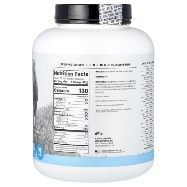 Levels - Grass Fed Whey Protein de Gado Criado no Pasto Sem Sabor 2,27 kg