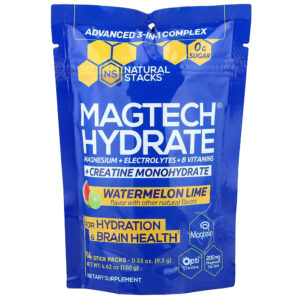 Natural Stacks - MagTech Hydrate Melancia e Limão 14 Embalagens Stick-pack 9 g Cada