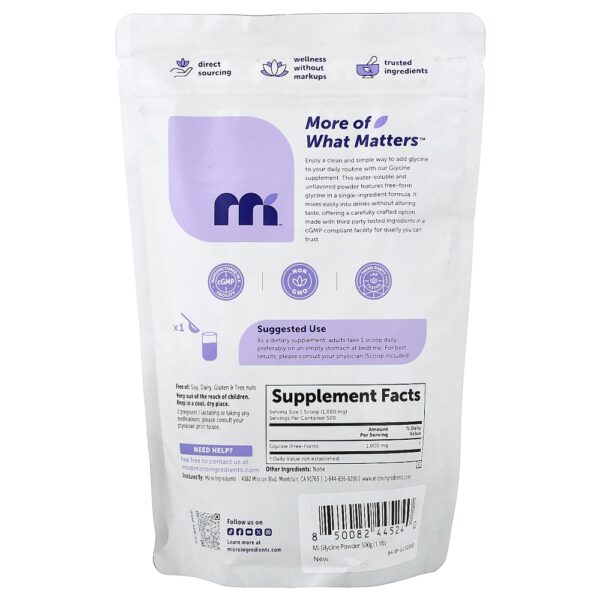 3-31.jpg Micro Ingredients - Glicina em Pó Sem Sabor 500 g