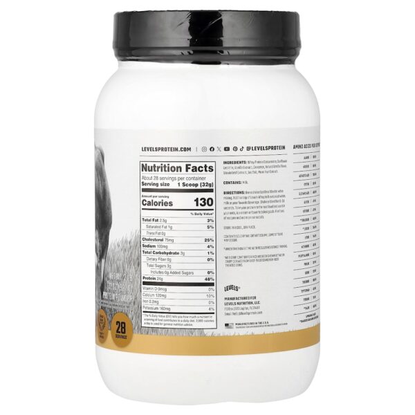 Levels - Gras Fed Whey Protein de Gado Criado no Pasto Baunilha e Canela 907 g