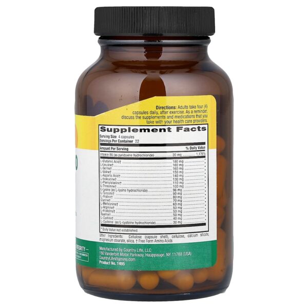 Country Life - Max-Amino Caps com Vitamina B6 90 Cápsulas Vegetarianas