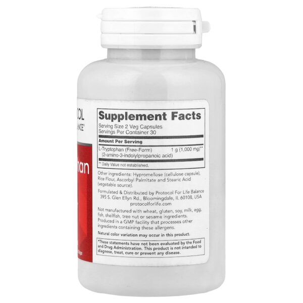 30-112.jpg Protocol for Life Balance - L-Triptofano 500 mg 60 Cápsulas Vegetais