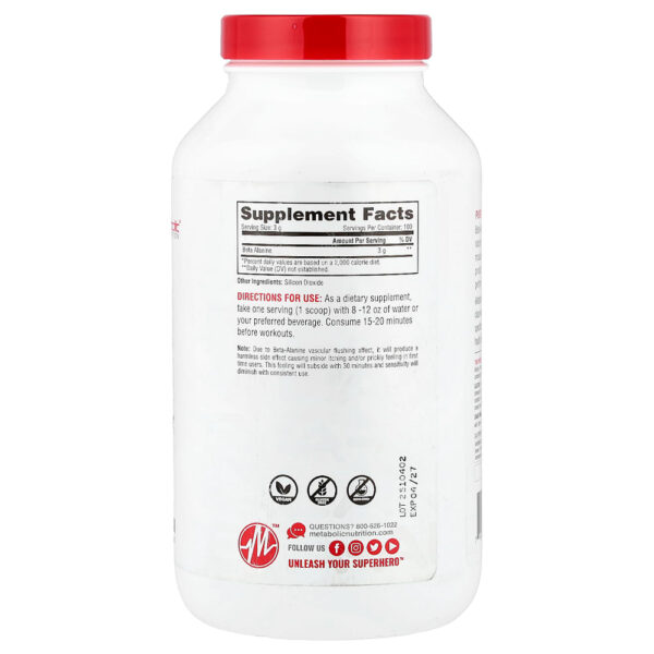 Metabolic Nutrition - Beta-Alanina Sem Sabor 300 g