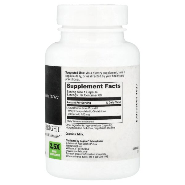 DaVinci Laboratories - Glutathione Bright 60 Cápsulas (200 mg por Cápsula)