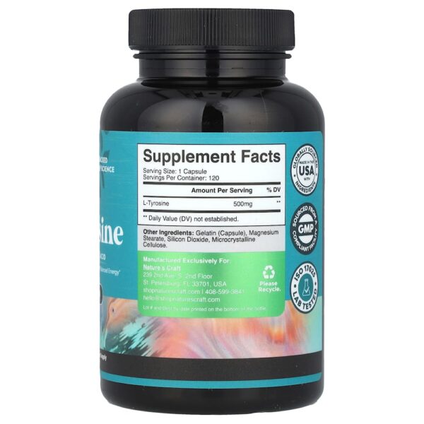 Nature's Craft - L-tirosina 500 mg 120 cápsulas