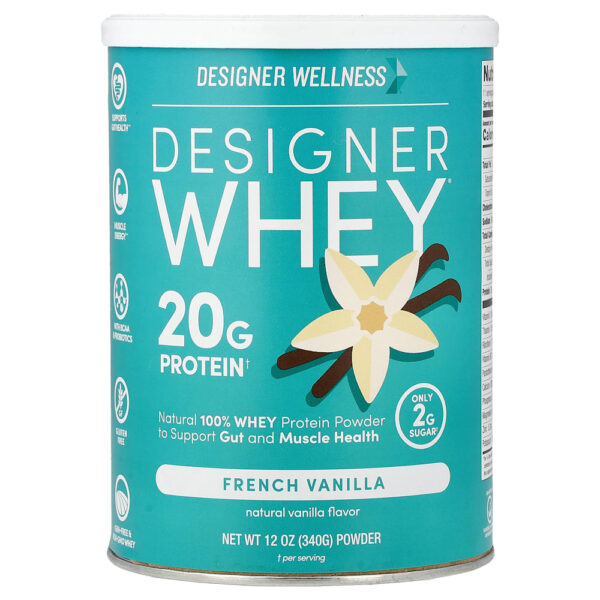Designer Wellness - Designer Whey 100% Whey Protein Natural em Pó Baunilha Francesa 340 g