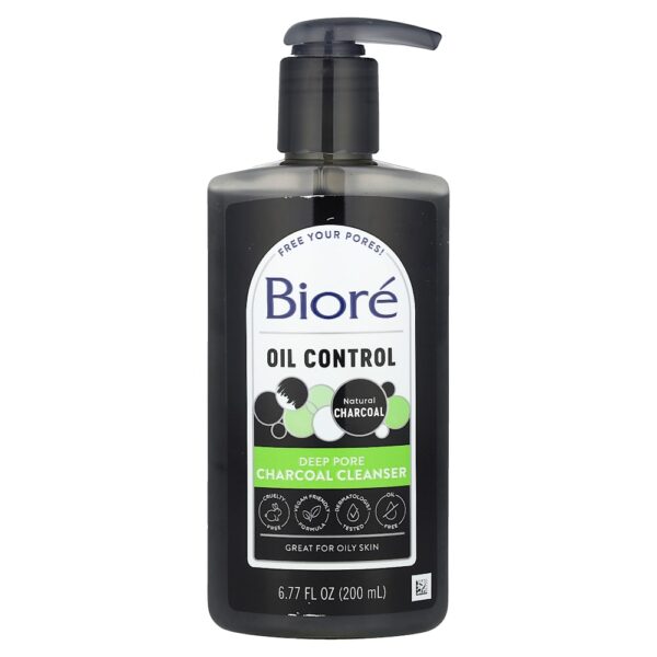 Biore - Limpador de poros de ação profunda com carvão vegetal 200 ml