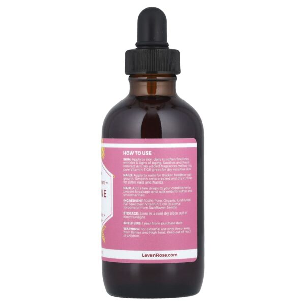 Leven Rose - Óleo de Vitamina E 100% Puro e Orgânico 120 ml