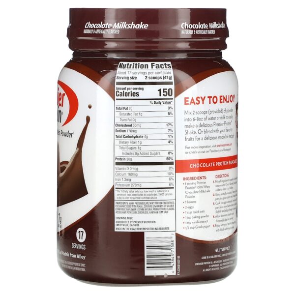 Premier Protein - 100% Whey Protein em Pó Milkshake de Chocolate 697 g