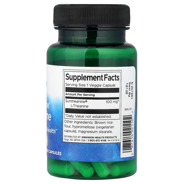 Swanson Vitamins - L-Theanine Suntheanine 100 mg 60 Cápsulas Vegetais