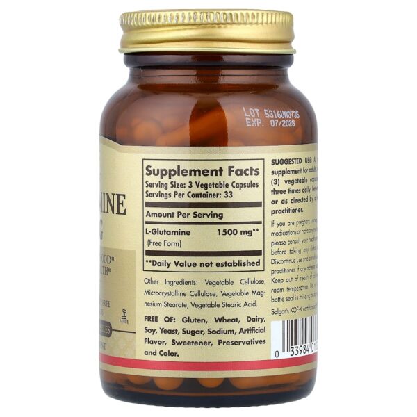 Solgar - L-Glutamina 500 mg 100 Cápsulas Vegetais