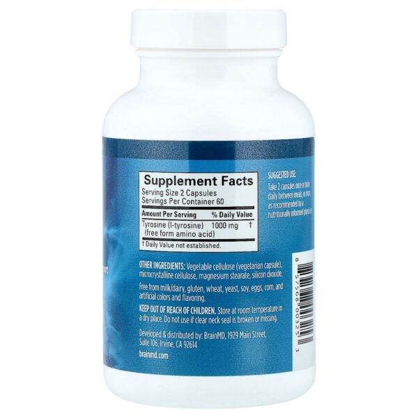 BrainMD - Tirosina 120 Cápsulas (500 mg por Cápsula)